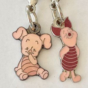 Vintage Disney Piglet Winnie the Pooh Charms Zipper Pull Purse Charm Disneyana